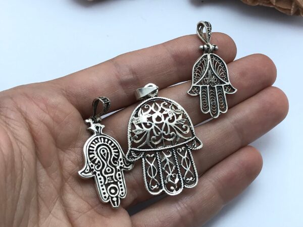 hand fatima morocco lots of 3 beautiful hamsa berber silver pendent