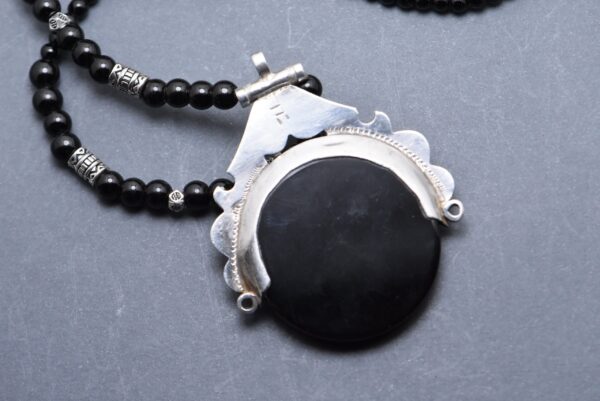 Tuareg necklace with onyx black,african necklace silver,ethnic berber necklace,handmade tuareg pendent