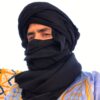 Écharpe touareg berbère marocaine- Long Handmade, Ethnic, Tribal Turban - Unisex Adult Light Blue, Desert Mask Casque, Tie Turban Tuareg