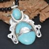 Tuareg Necklace Silver Handmade With Turquoise Naturel