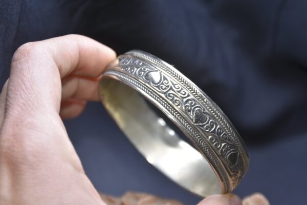antique berber jonc bracelet handmade engraving , morocco berber bracelet