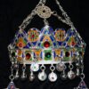 Berber Headdress , "TAOUNZA" Berber Head Ornament Plated silver, enamel, and glass beads