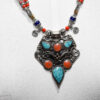 Collier en mosaïque turquoise ethnique, collier tibétain Charm, bijoux Boho Gypsy, amulette marocaine, style trible berbère,cadeau pour elle